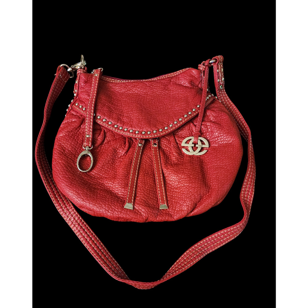 Marc Ecko Red Studded Faux Leather 90s Style Shoulder Bag